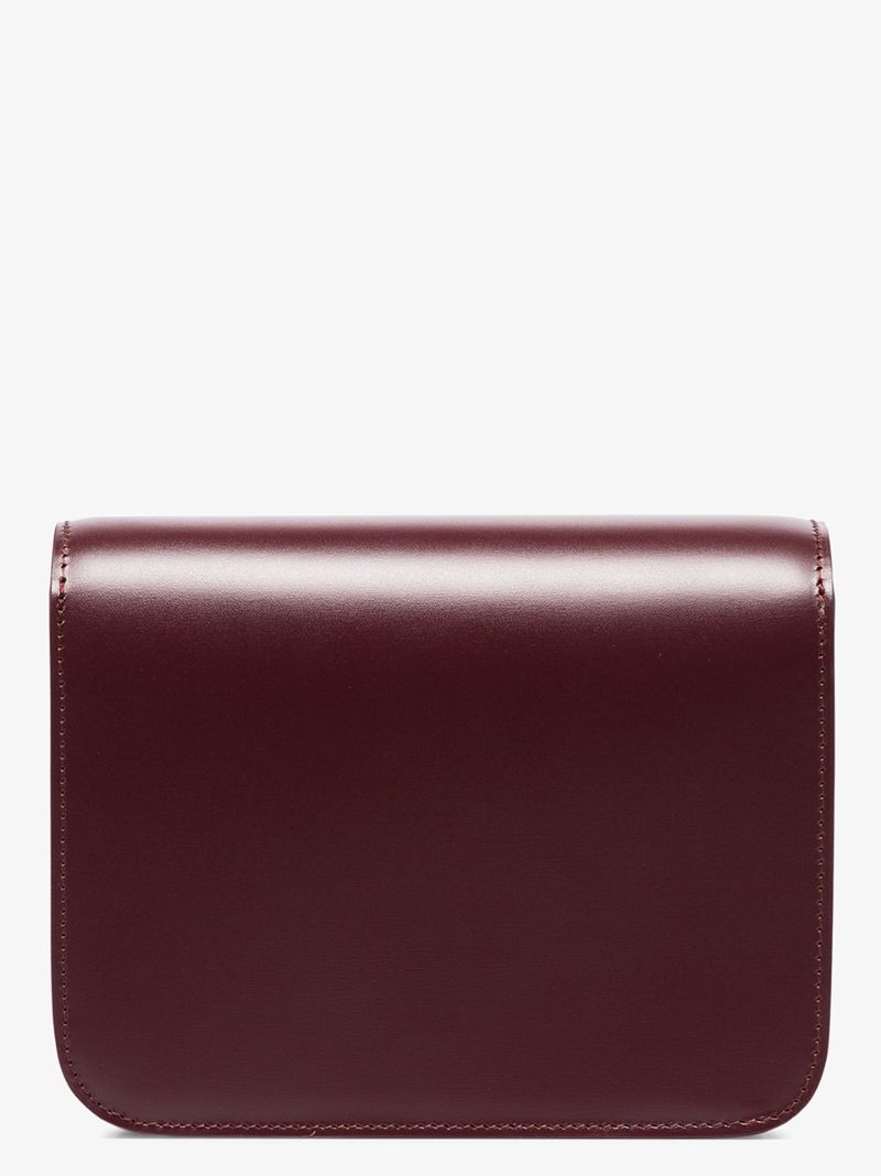 Burgundy Teen Box Leather Shoulder Bag