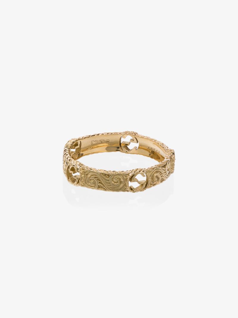 18k Yellow Gold Gg Logo Ring