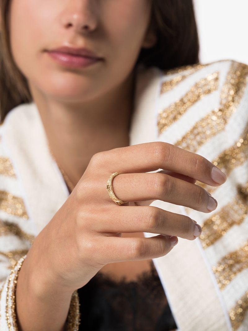 18k Yellow Gold Gg Logo Ring