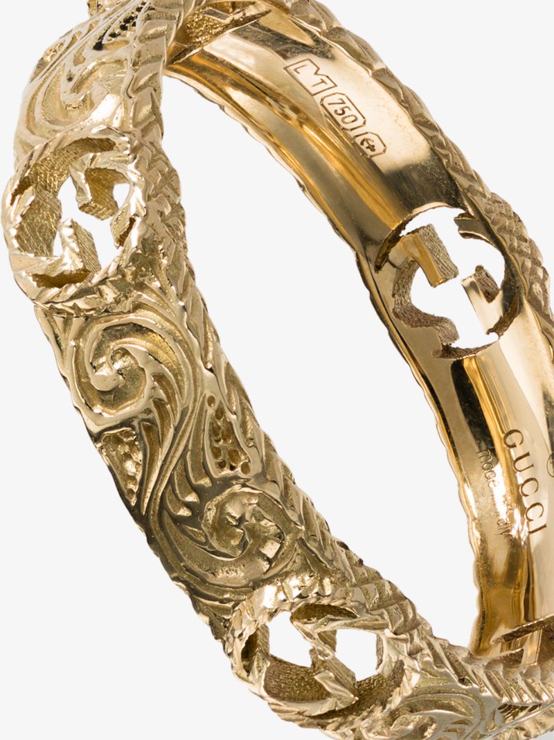 18k Yellow Gold Gg Logo Ring