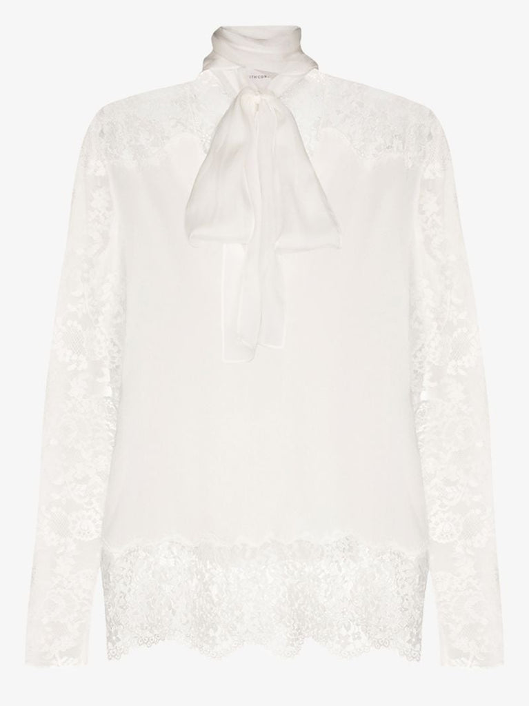 Lace Detail Pussybow Blouse
