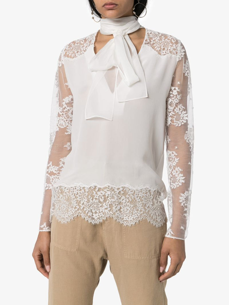 Lace Detail Pussybow Blouse