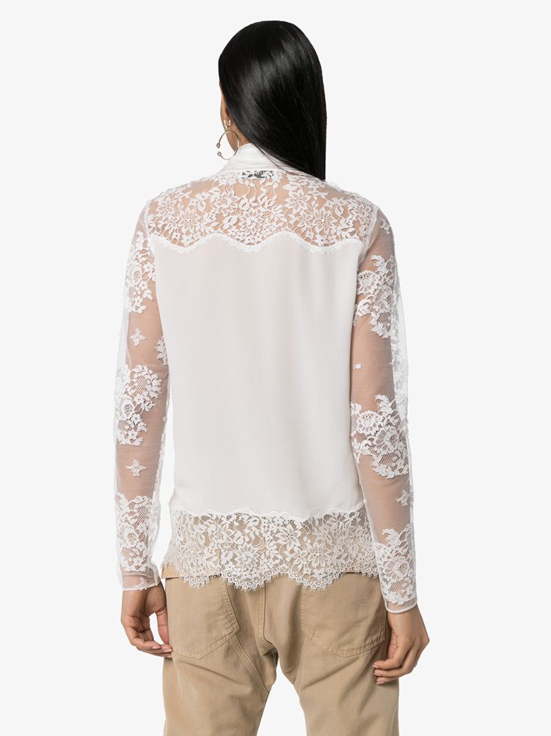 Lace Detail Pussybow Blouse