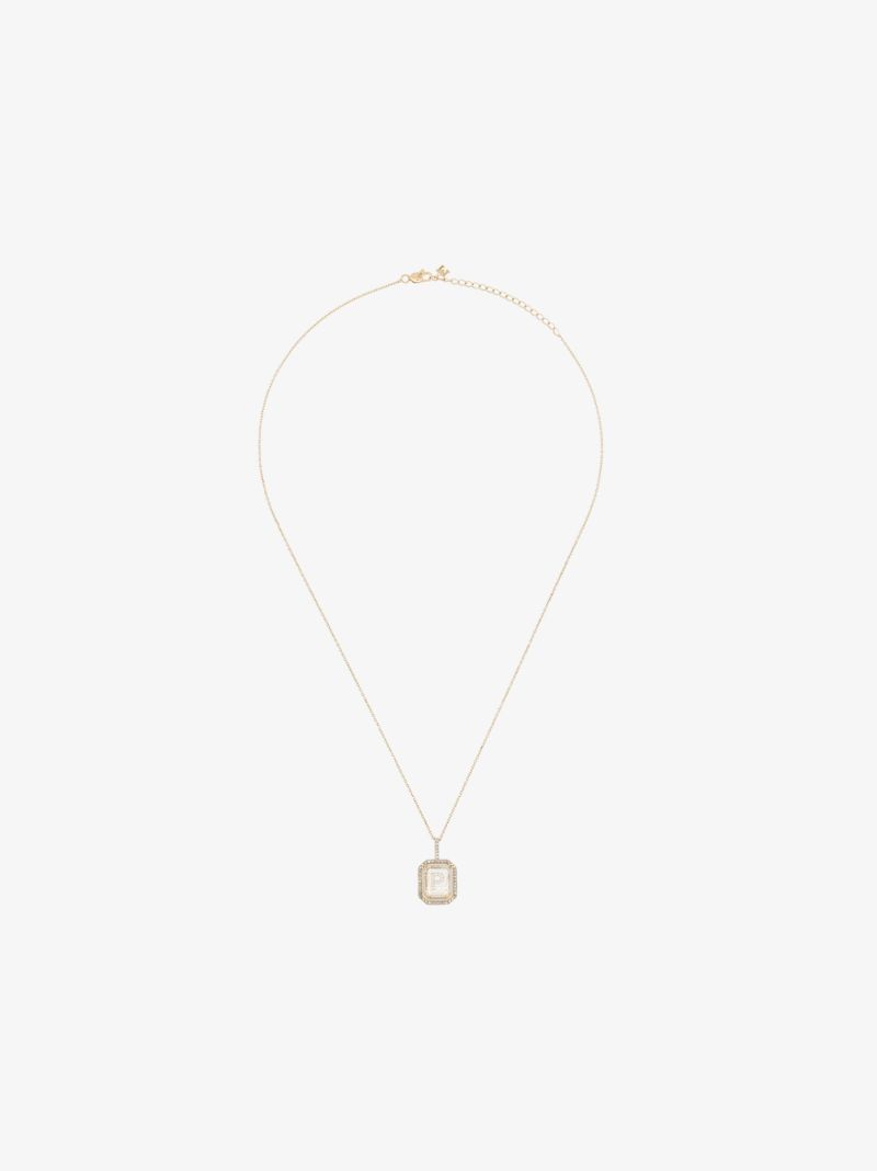 14k Yellow Gold P Initial Diamond Necklace