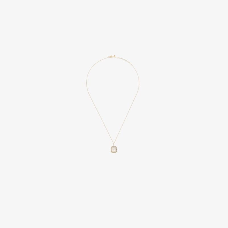 14k Yellow Gold P Initial Diamond Necklace
