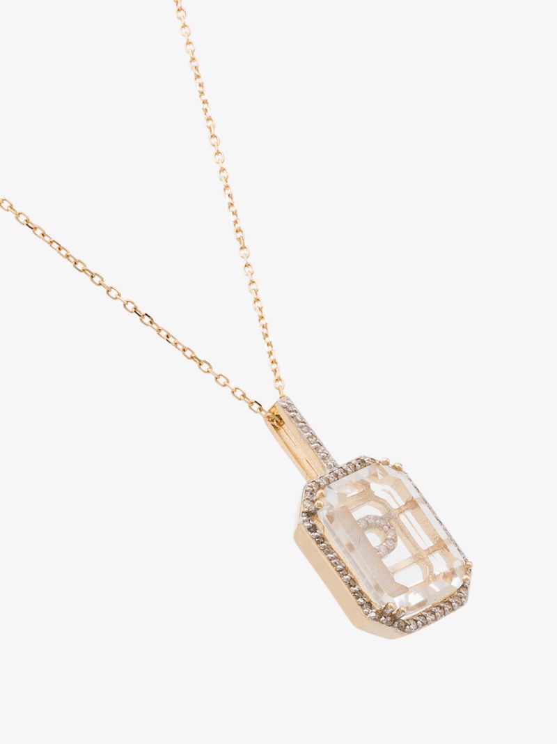 14k Yellow Gold P Initial Diamond Necklace