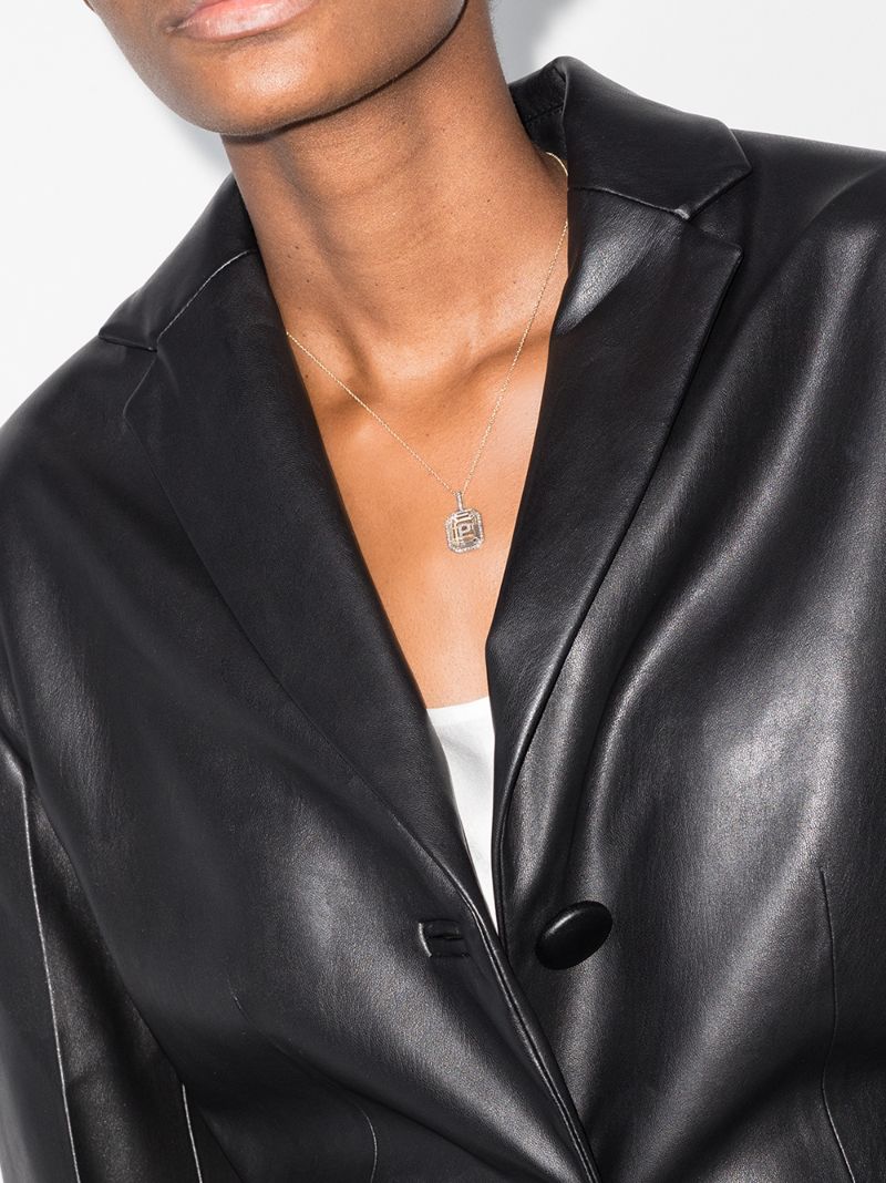 14k Yellow Gold P Initial Diamond Necklace