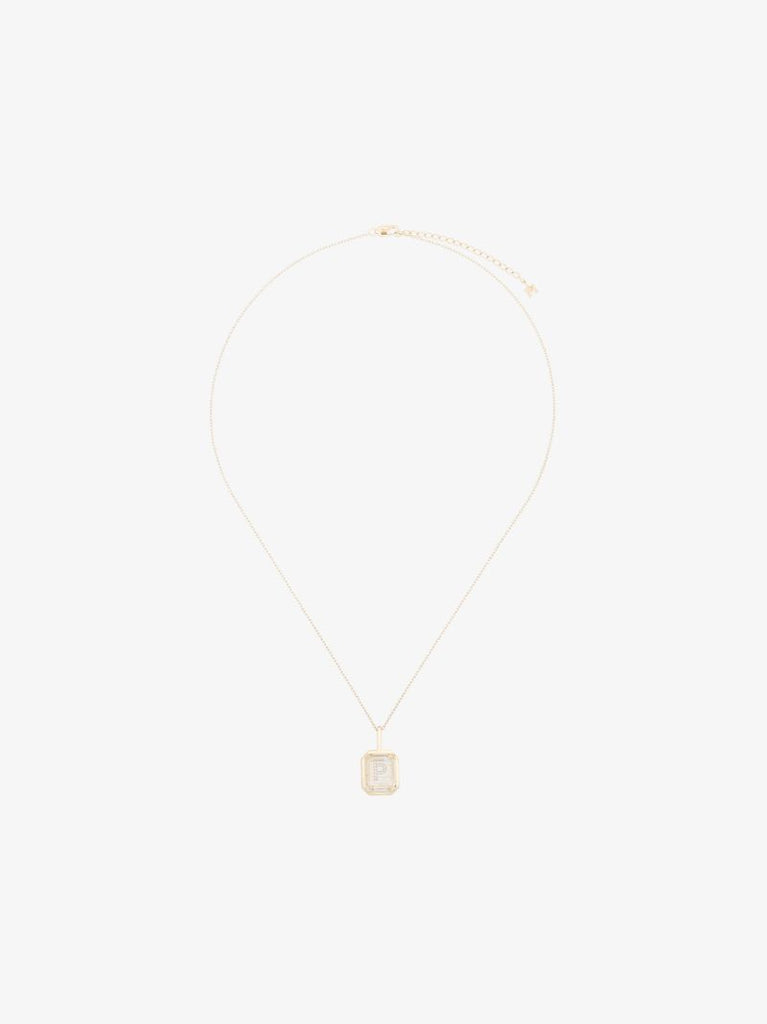 14k Yellow Gold P Initial Diamond Necklace