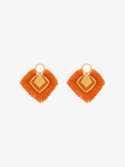 Gold-plated Fringed Wool Earrings