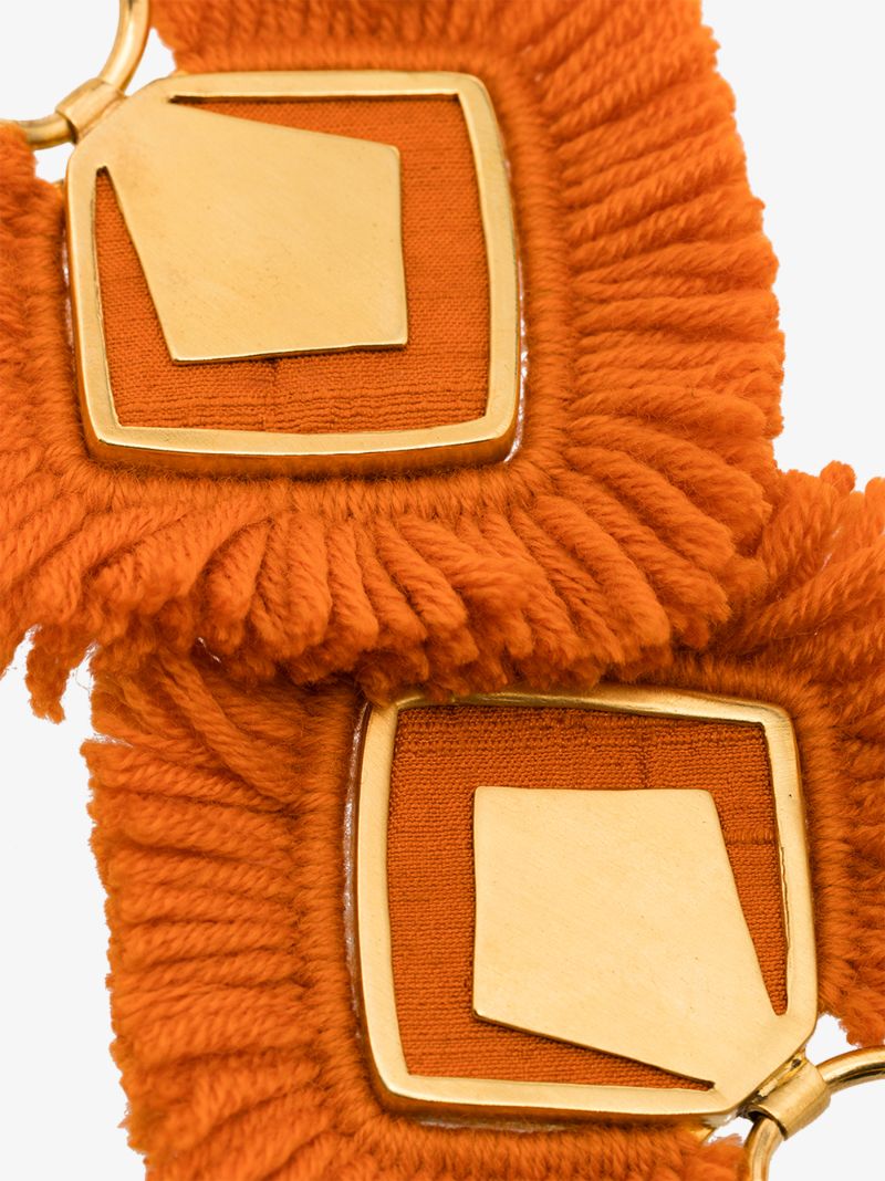 Gold-plated Fringed Wool Earrings