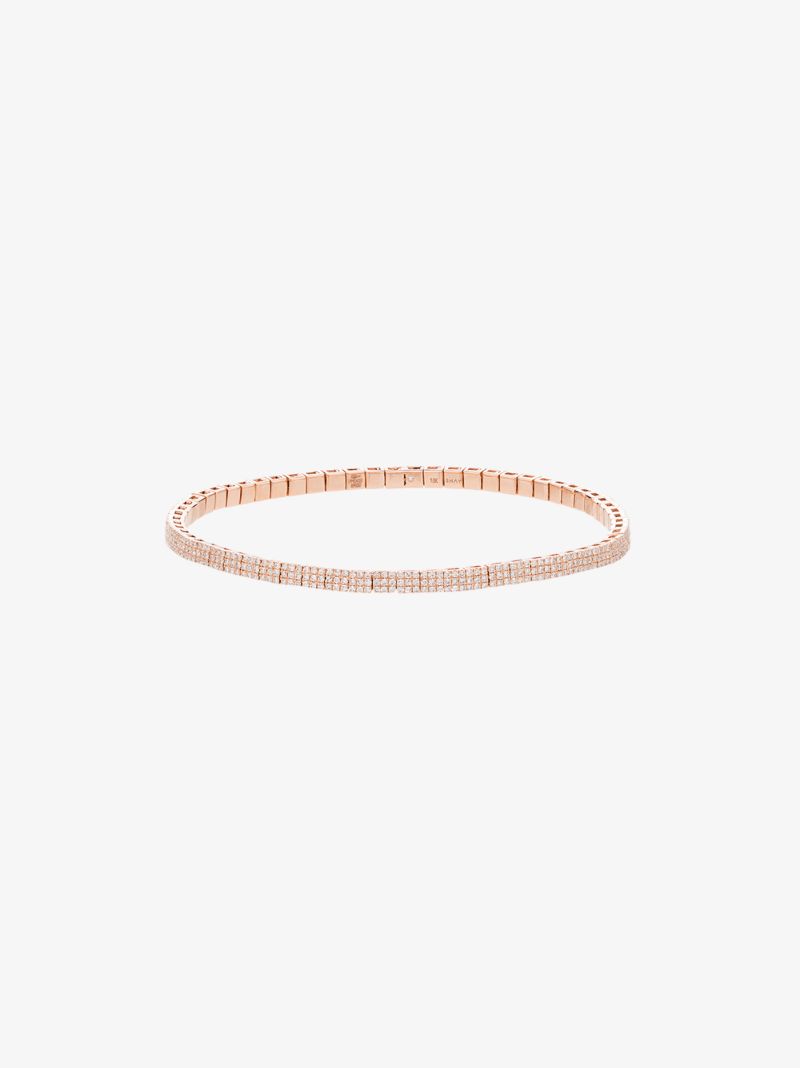 18k Yellow Gold Square Stretch Diamond Bracelet