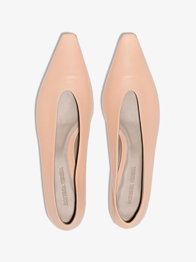 Nude Pointed Leather Pumps