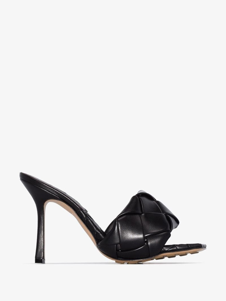 Black Lido 90 Woven Leather Mules