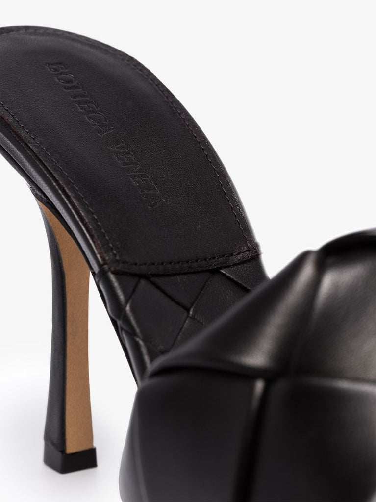 Black Lido 90 Woven Leather Mules