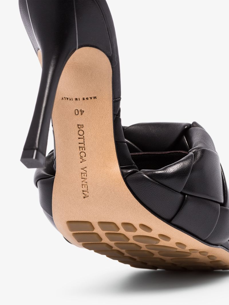 Black Lido 90 Woven Leather Mules