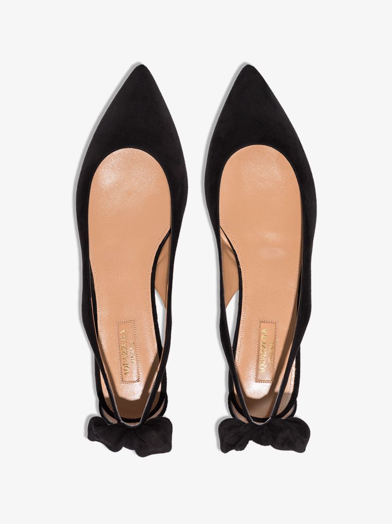 Black Bow Tie Suede Ballet Pumps