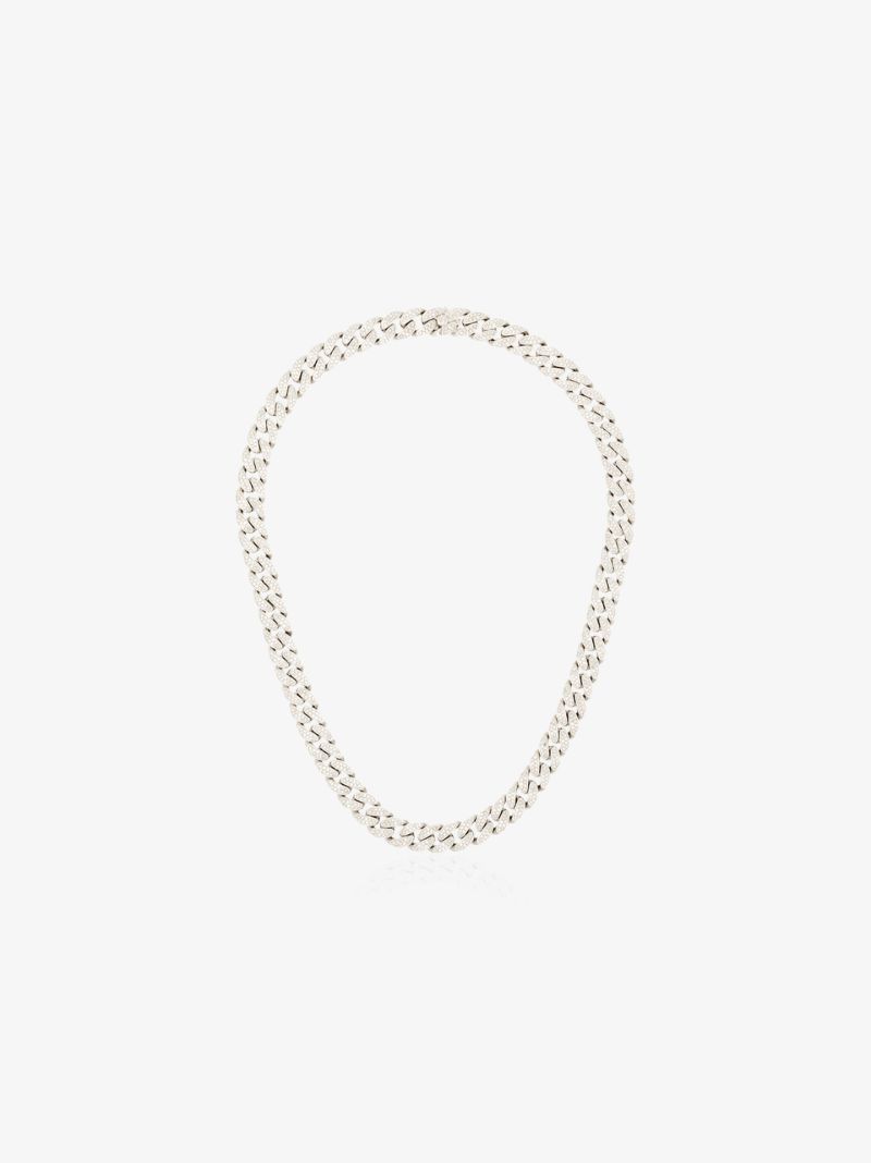 18k White Gold PavÃ_x0083_Â© Diamond Link Necklace