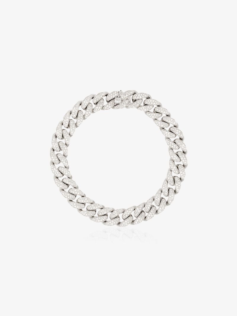 18k White Gold PavÃ_x0083_Â© Diamond Link Bracelet