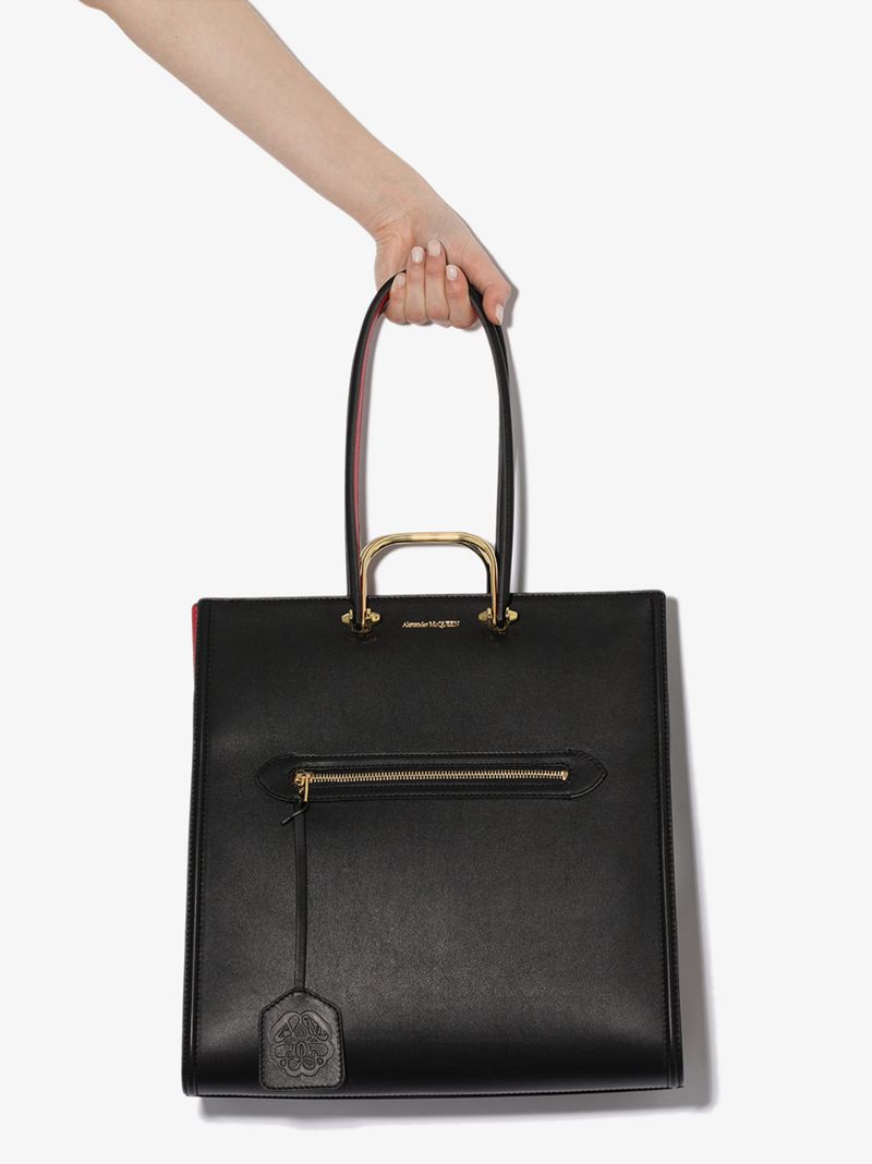 Black the Tall Story Leather Tote Bag
