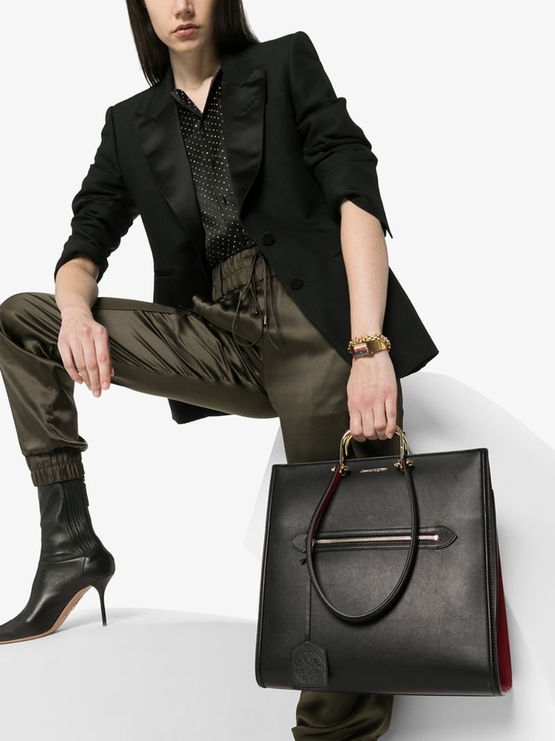 Black the Tall Story Leather Tote Bag