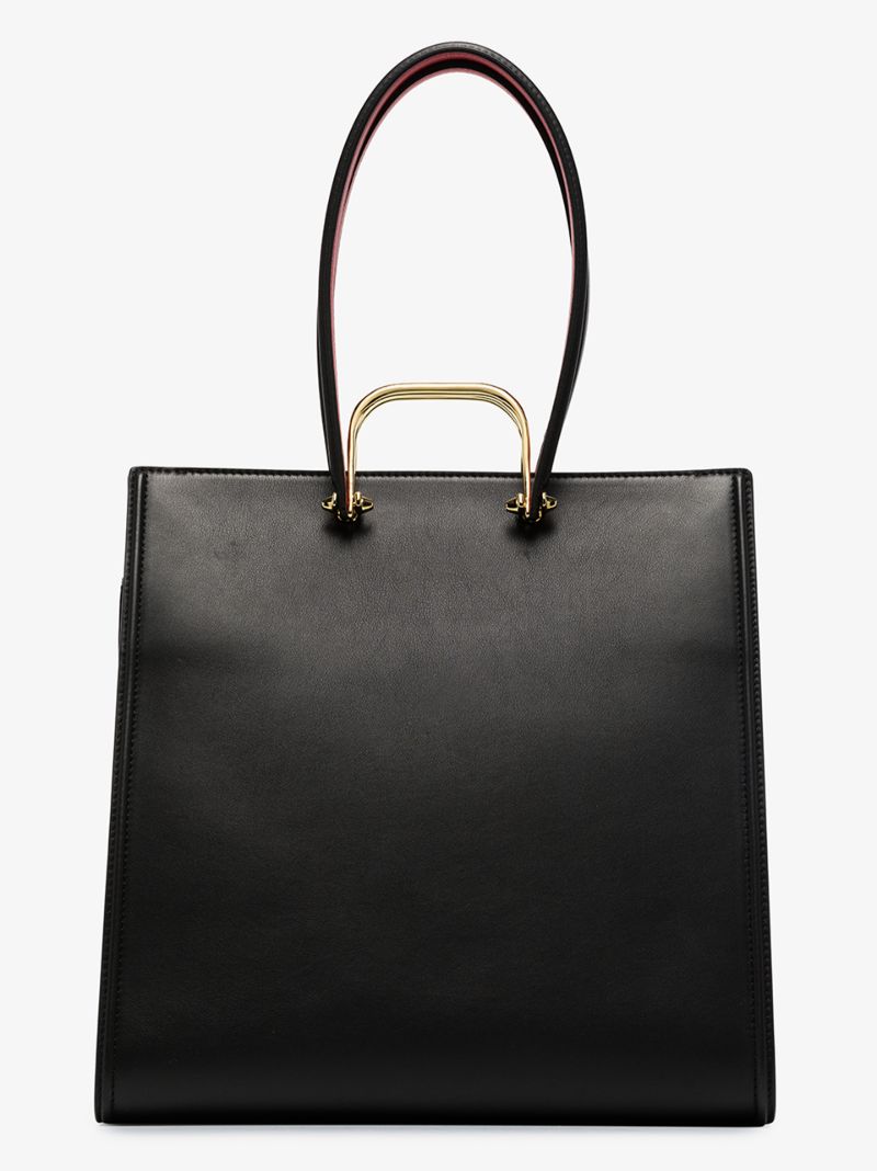 Black the Tall Story Leather Tote Bag