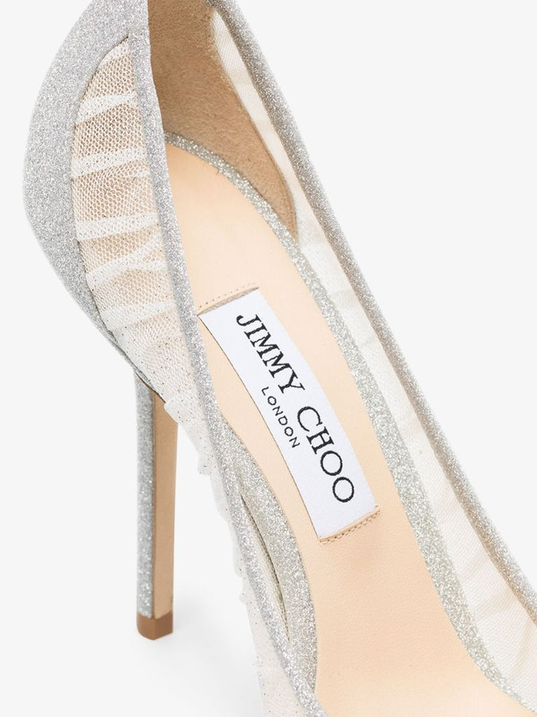 Silver and White Love 100 Mesh Pumps