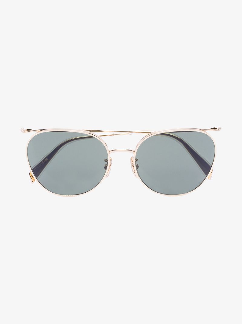 Gold Tone Round Frame Sunglasses