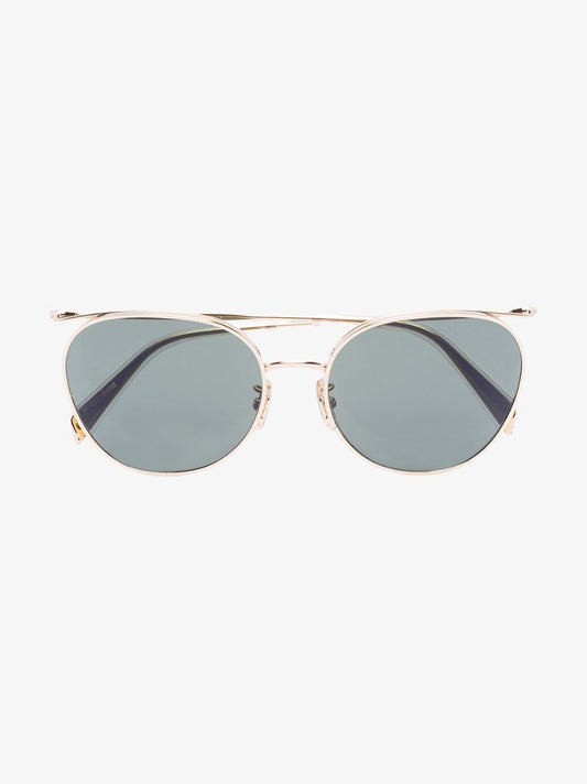Gold Tone Round Frame Sunglasses