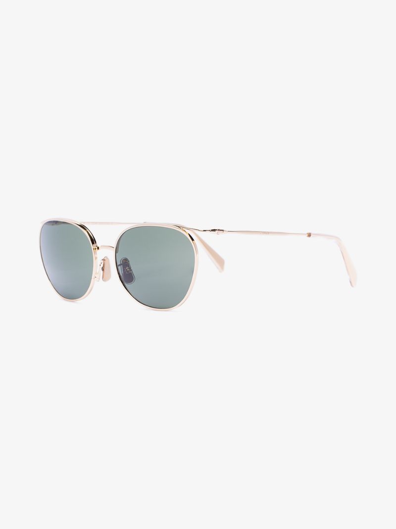 Gold Tone Round Frame Sunglasses