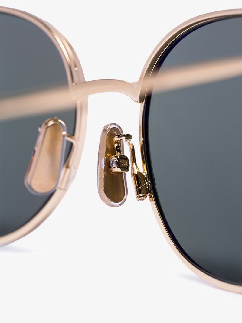 Gold Tone Round Frame Sunglasses