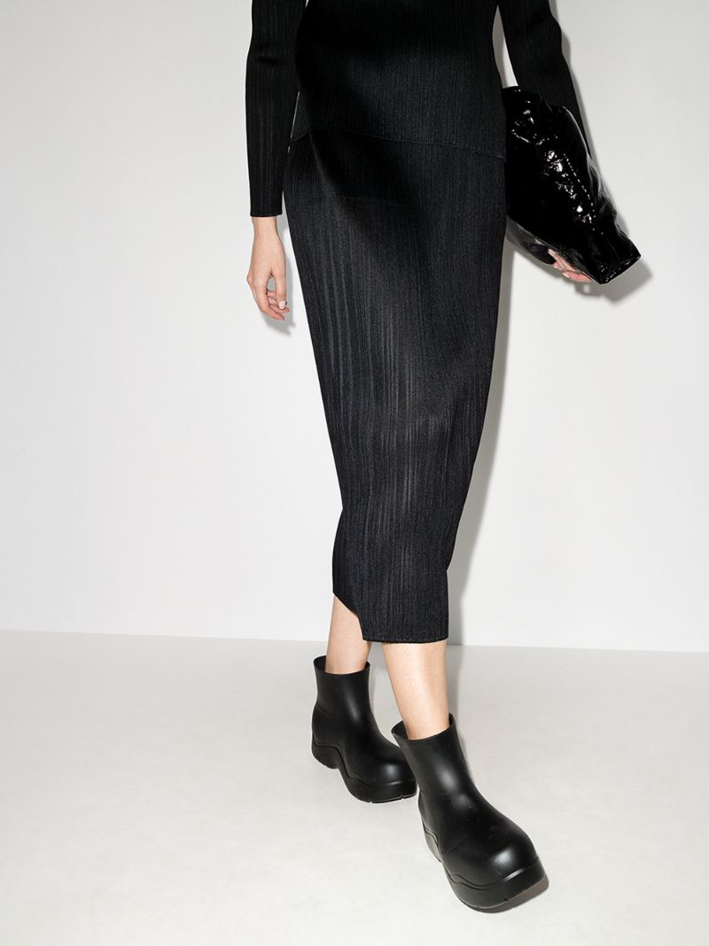 Black Basics PlissÃ_x0083_Â© Midi Skirt