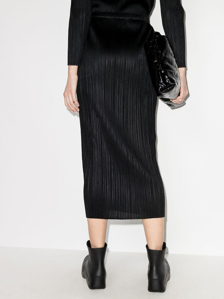 Black Basics PlissÃ_x0083_Â© Midi Skirt