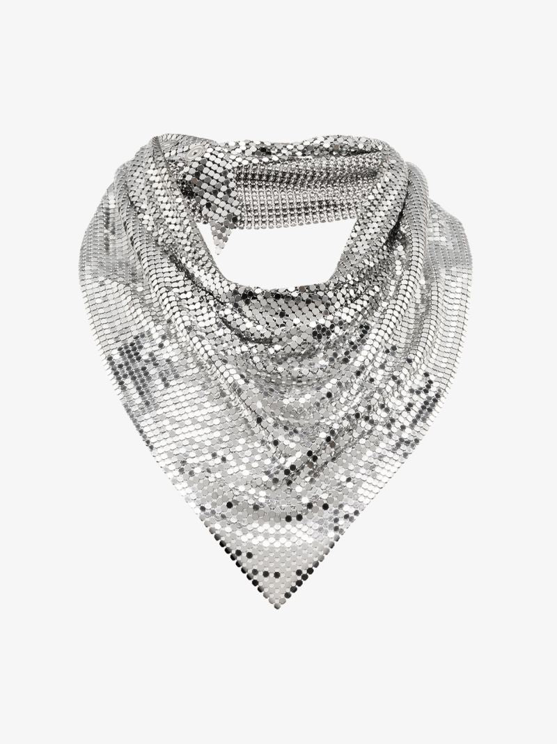 Silver Tone Draped Metal Mesh Necklace