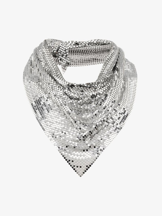 Silver Tone Draped Metal Mesh Necklace