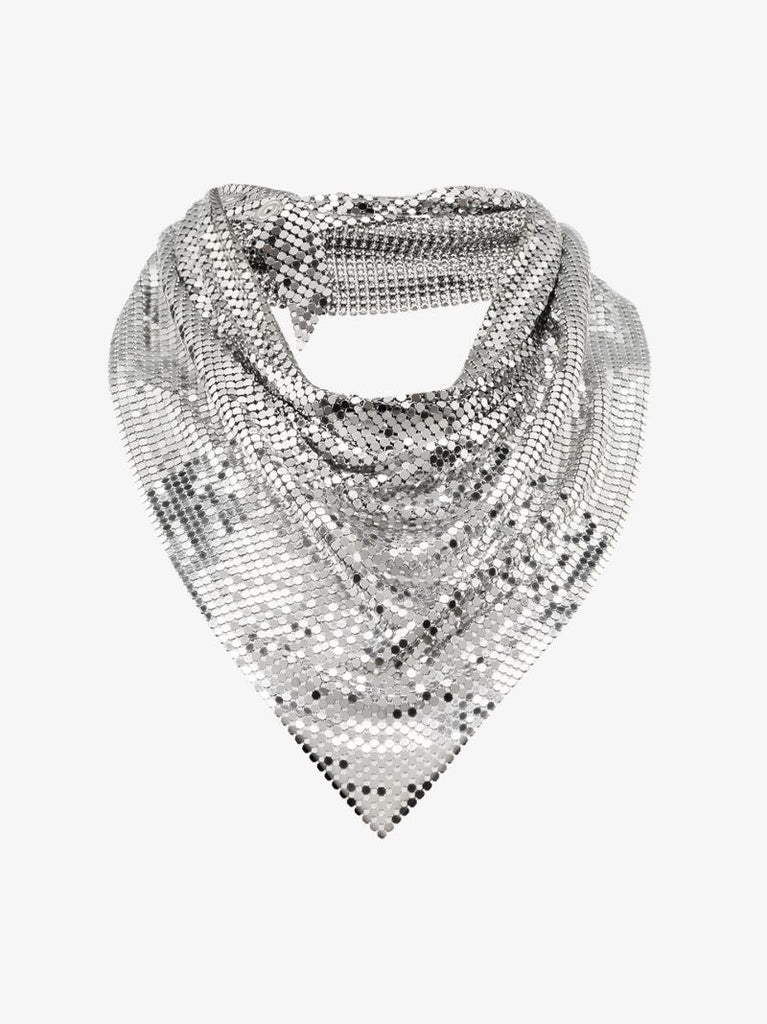 Silver Tone Draped Metal Mesh Necklace