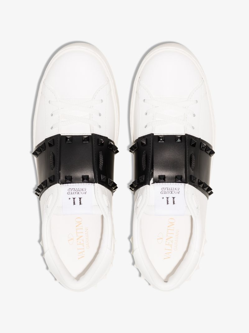 White Rockstud Untitled Low Top Leather Sneakers