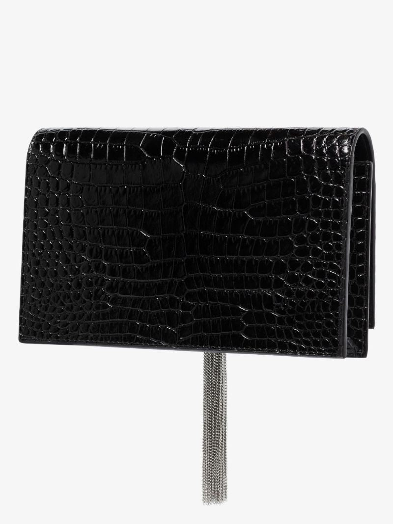 Black Kate Mock Croc Leather Shoulder Bag
