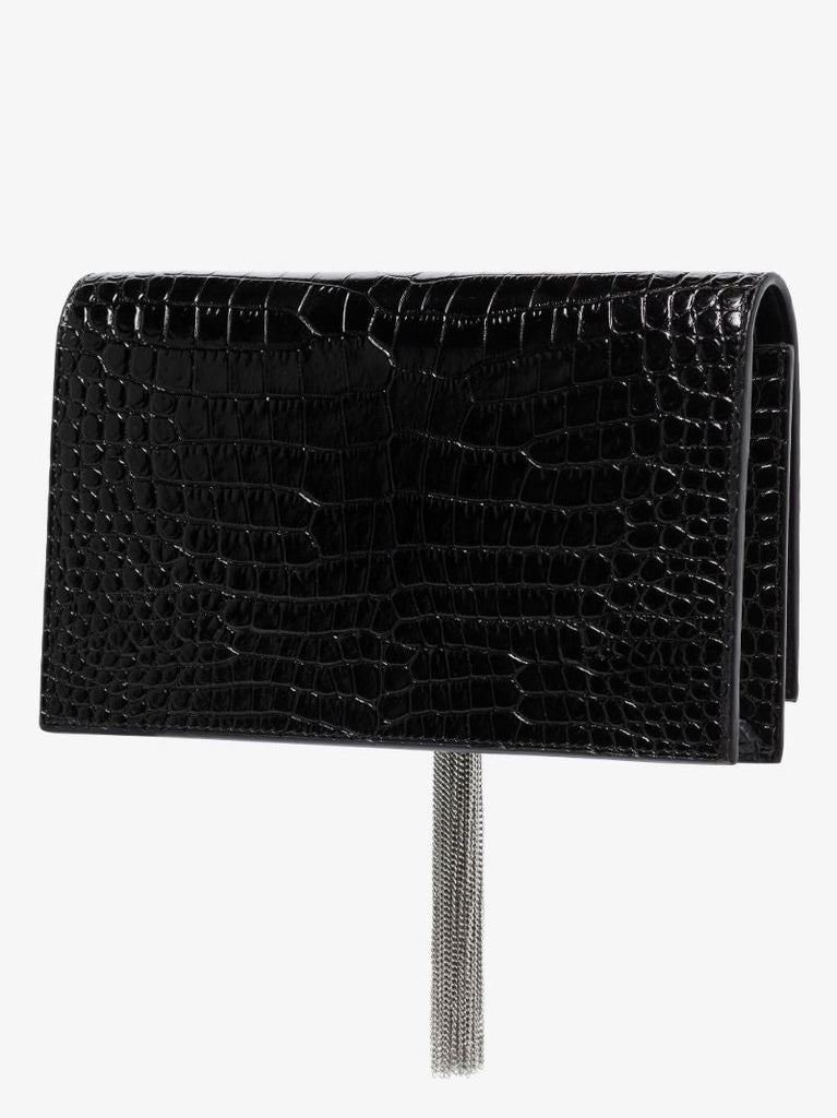 Black Kate Mock Croc Leather Shoulder Bag