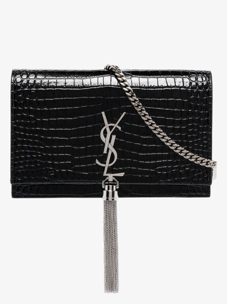 Black Kate Mock Croc Leather Shoulder Bag