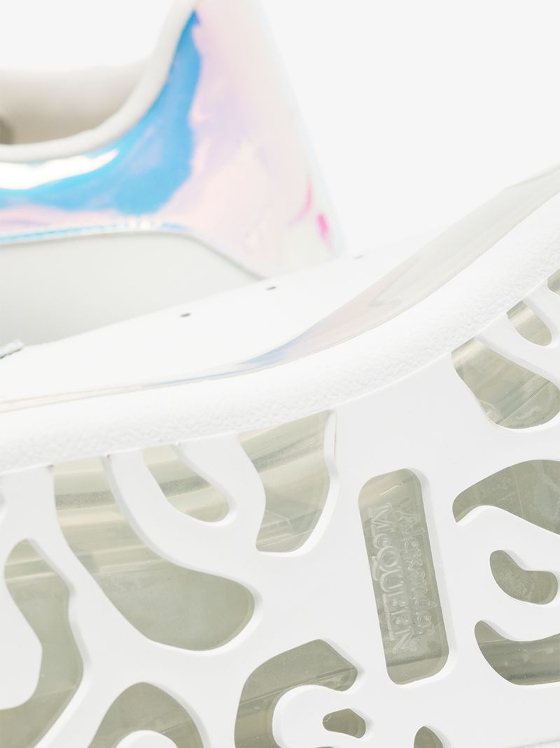 White and Holographic Transparent Sole Oversized Sneakers