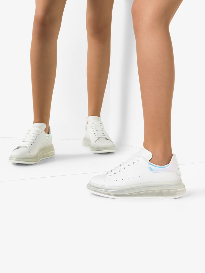 White and Holographic Transparent Sole Oversized Sneakers