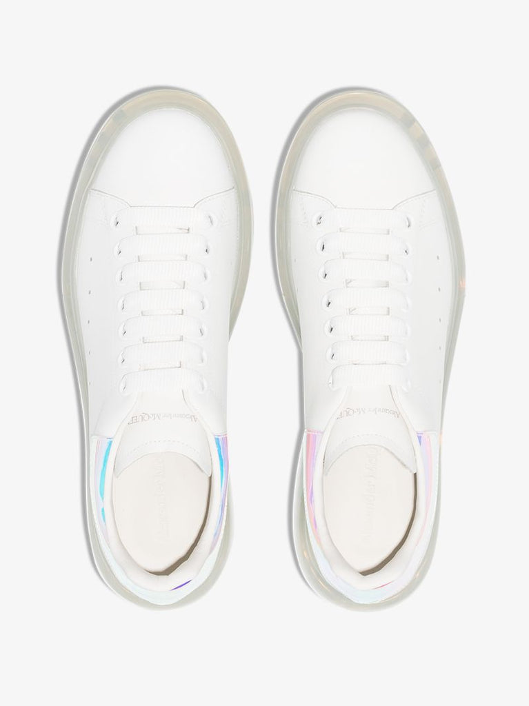 White and Holographic Transparent Sole Oversized Sneakers