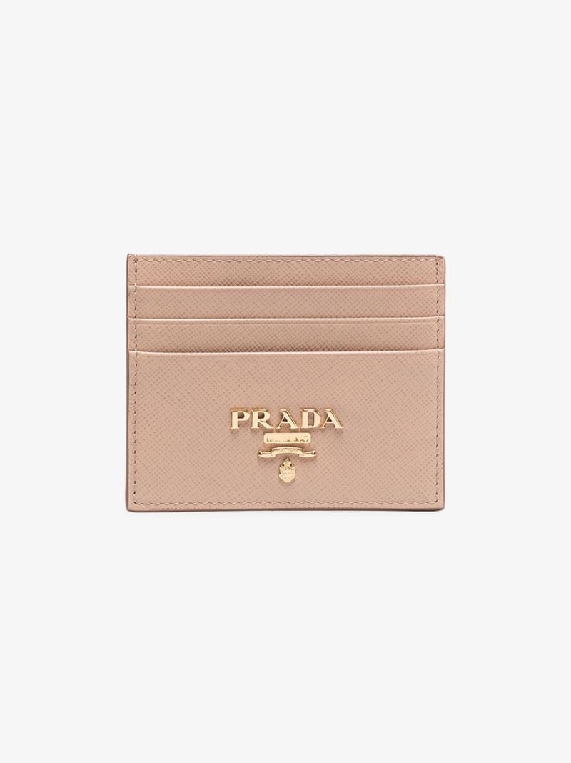Pink Saffiano Leather Card Holder