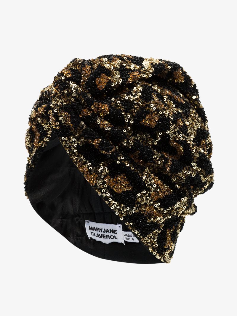 Black La Tigresa Beaded Sequin Turban