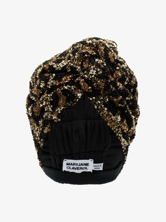 Black La Tigresa Beaded Sequin Turban