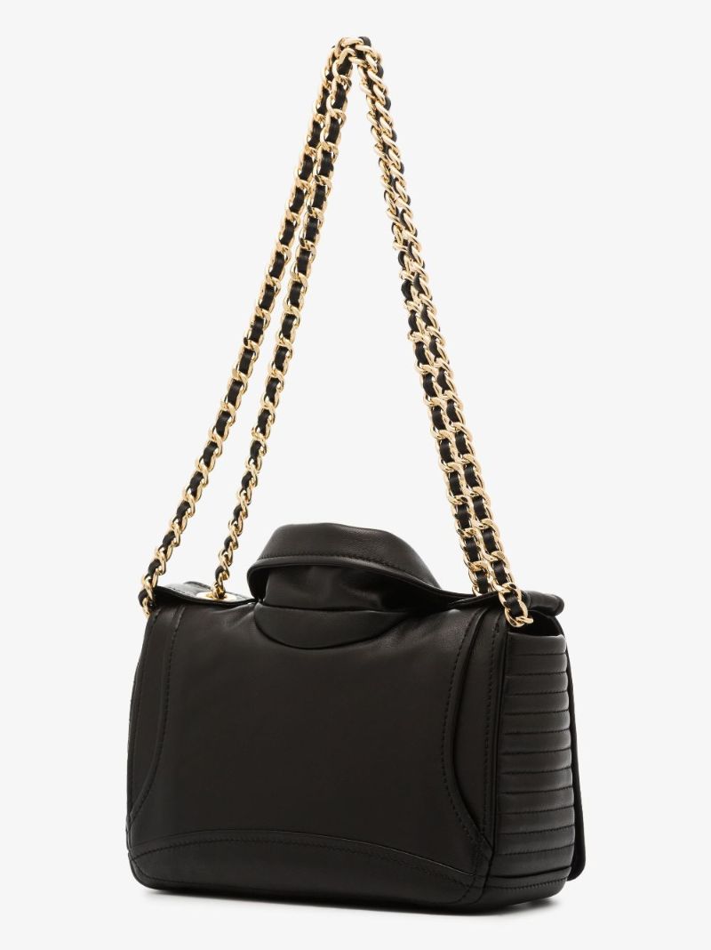 Black Leather Biker Shoulder Bag