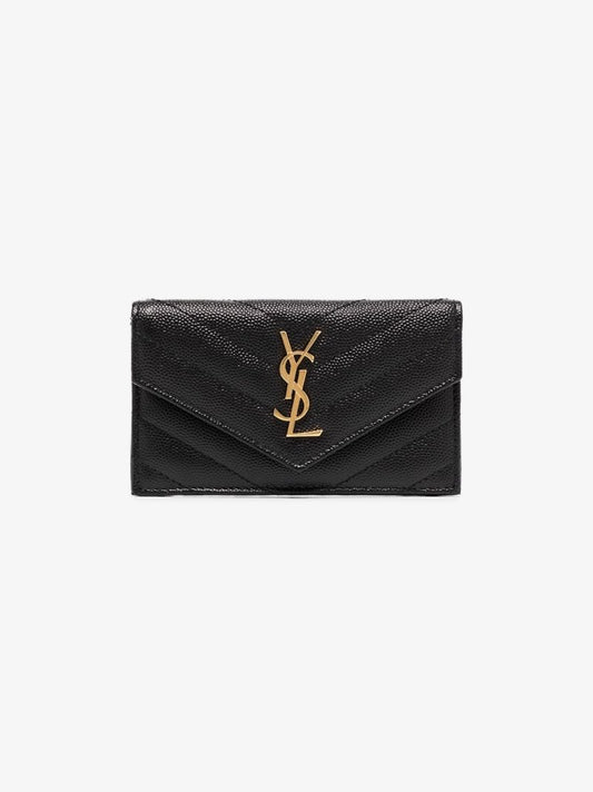 Black Monogramme Quilted Leather Card Holder