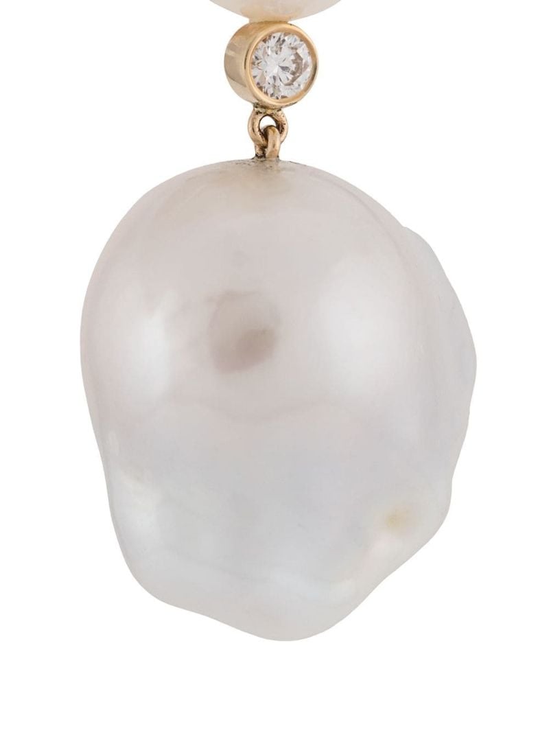 14k Yellow Gold Venus Diamant Diamond and Pearl Drop Earrings