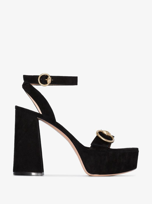 Black 70 Buckled Platform Heels