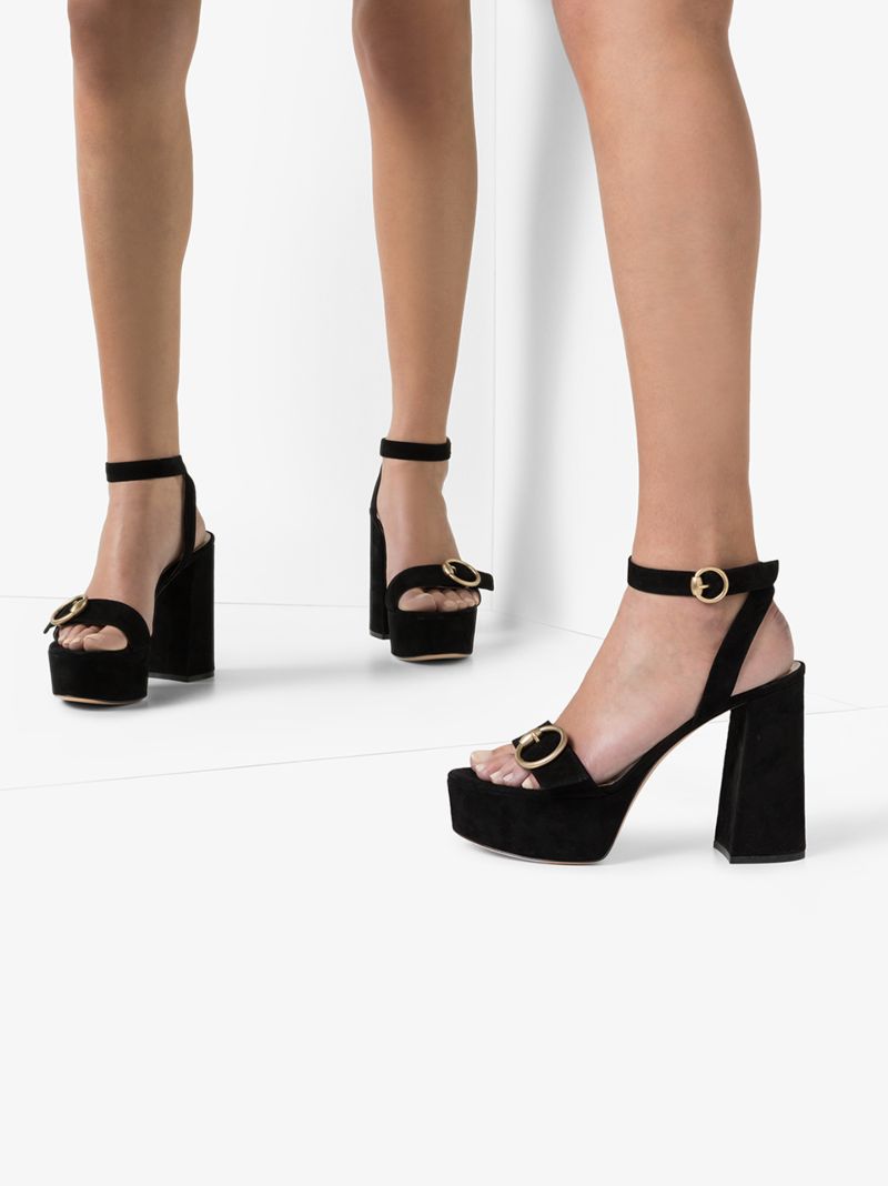 Black 70 Buckled Platform Heels